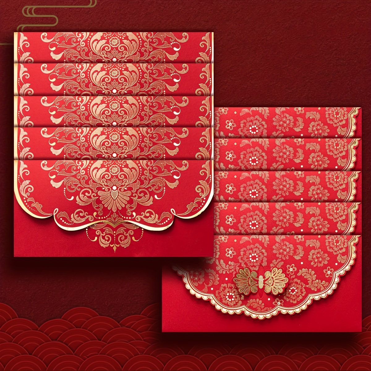 

10pcs Luxurious Red Envelopes Set, Coated Money Pockets For Anniversary, Birthdays, Festive - Fragrant Treasure Gift Money Envelopes