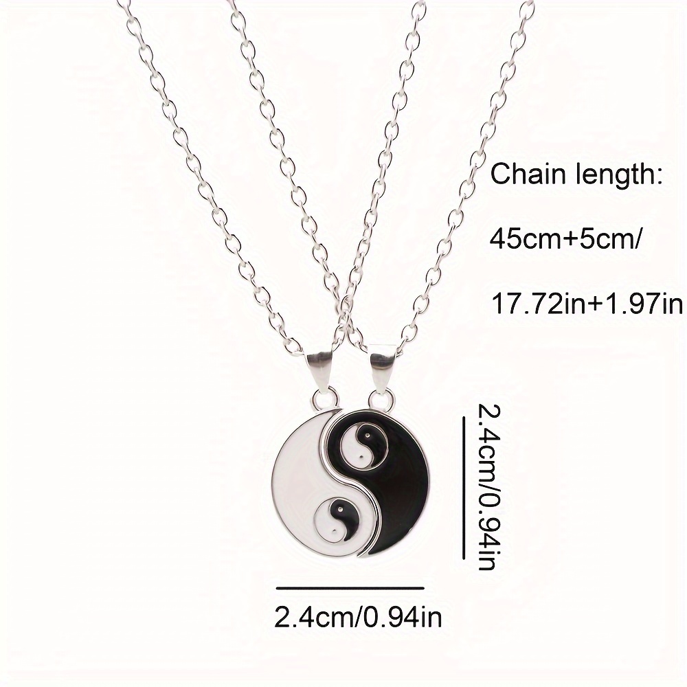 2pcs Best Friends Taichi Pendant Necklaces, Adjustable