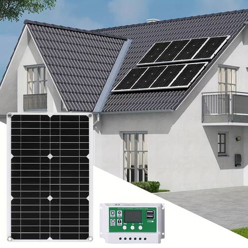 solar panel kit 12v with 100 charge controller and extension cable with battery clips for boat motorcycle home outdoor lights rv outdoor camer generators