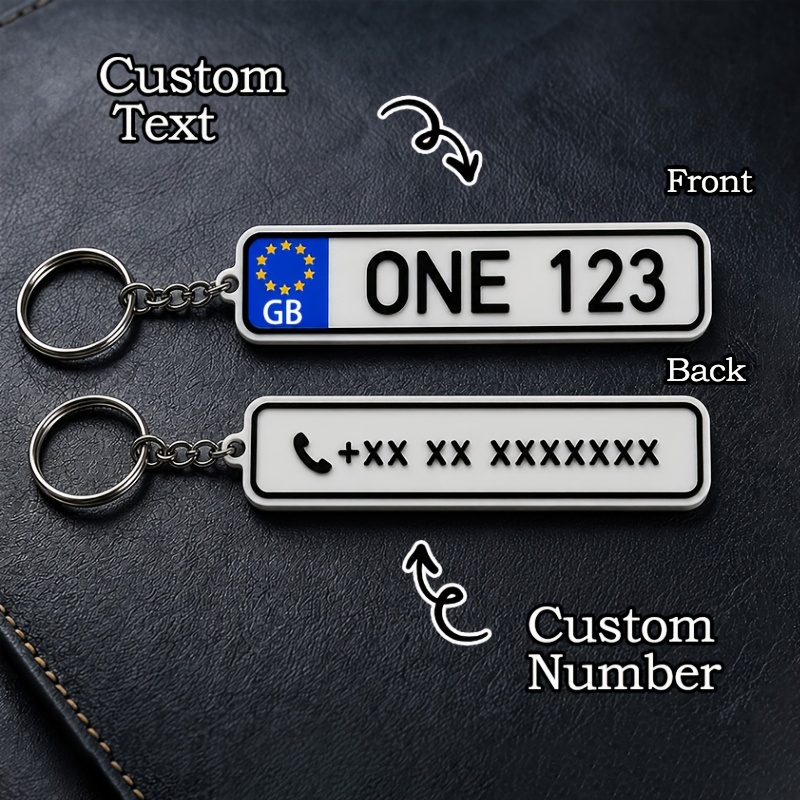 TEMU [custom] 1pc Custom Letter License Plate Keychain, Personalized European-style Keychain, Custom Number Plate Gift For Family, Colleagues, Or ,
