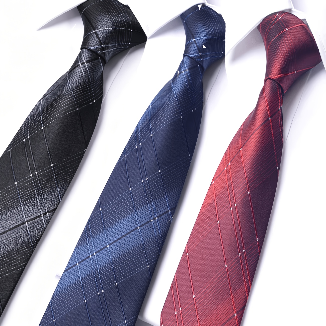 TEMU 3 Men' Striped Zipper Ties - /gray/burgundy Stripes, Durable Fabric, Suitable For Business, Work, Parties And Weddings, Formal Event Additions |