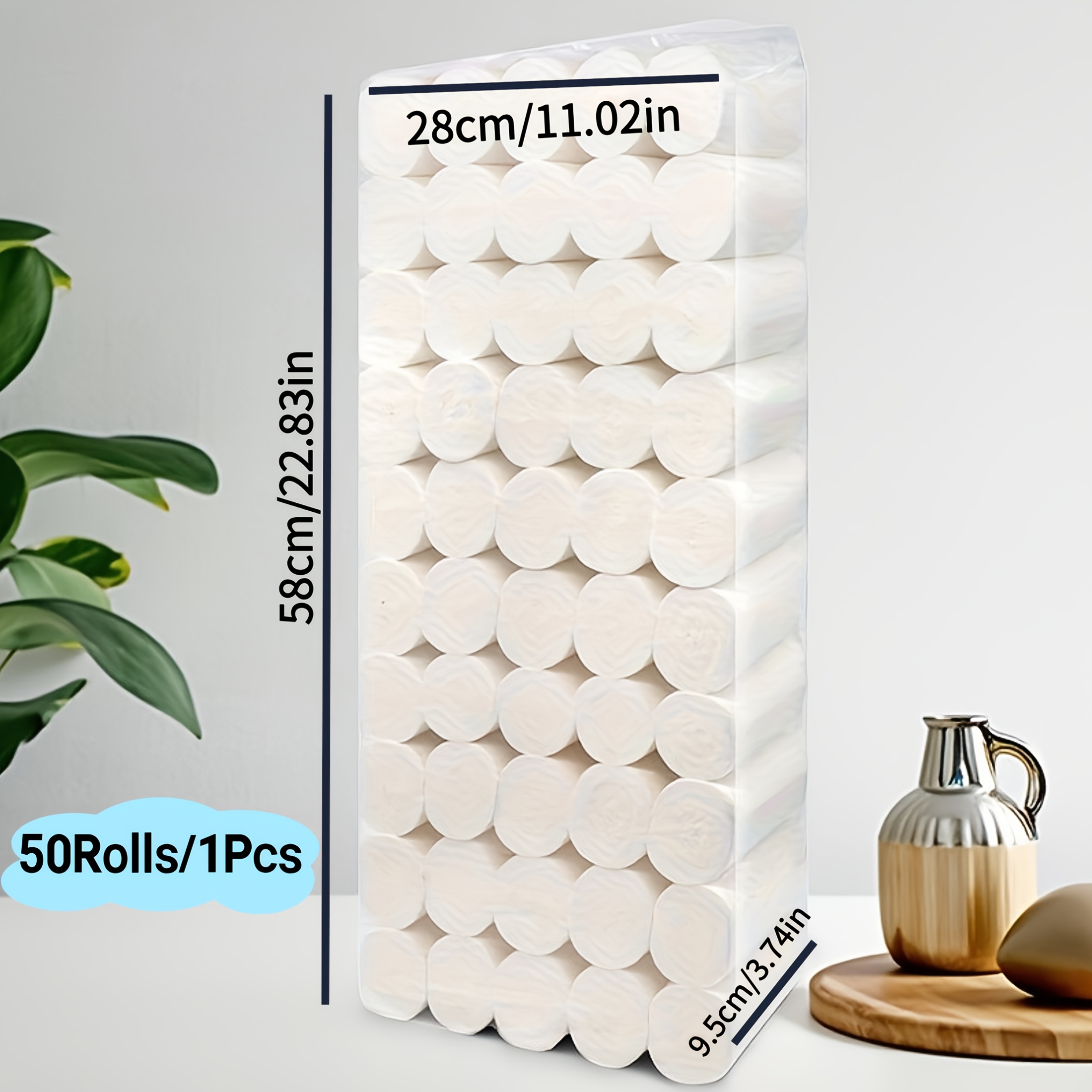 Image of 50 Roll , 50g/roll 4-layer Thick Roll Paper, Local Wood Household Toilet Paper, Commercial Hand Towel Kitchen Tissue, Flexible And Absorbent Toilet Paper That Does Not Fall Off Chips
