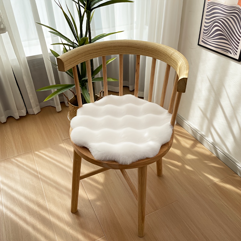 2025 New 1pc 13.77in X 13.77in Plush Chair Cushion Computer Chair Casual Bubble Velvet Dining Chair Cushion Anti-slip Thickened Stool Seat Cushion Office Chair Cushion
