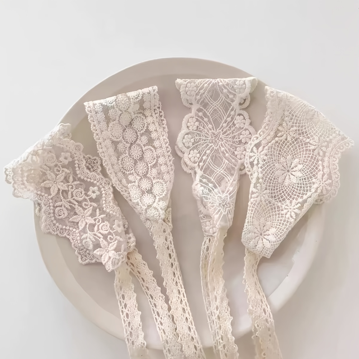 4pcs Solid Color Printed Lace Headband, Hair Wrap , Lace Flower Print Hair Additions Headwear