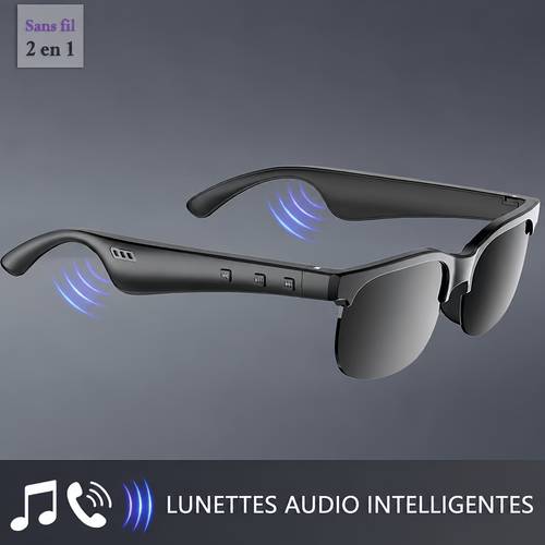 photo de l'article lunettes intelligentes avec casque hifi fil, double haut-parleur, tactile, batterie au lithium rechargeable, chargement usb type-c, pour la musique et les appels, casque fil | lunettes | fil, casque fil