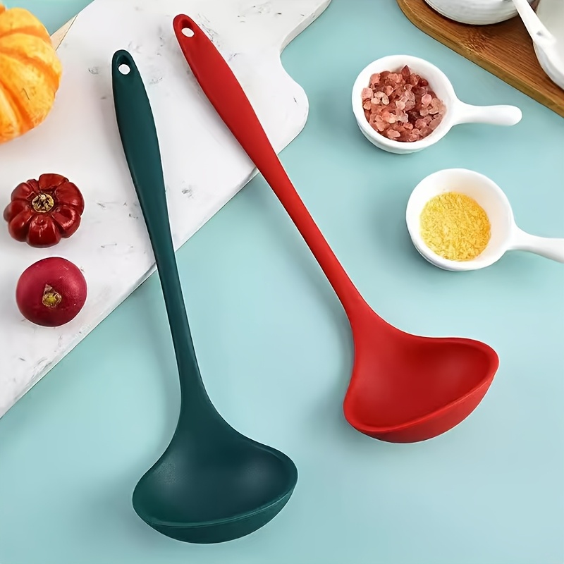 

1pc Uiui Large Silicone - High-temperature Resistant, Kitchen Ladle With Ergonomic Handle For Cooking & Serving - Restaurant And Home Use, Soup Ladle