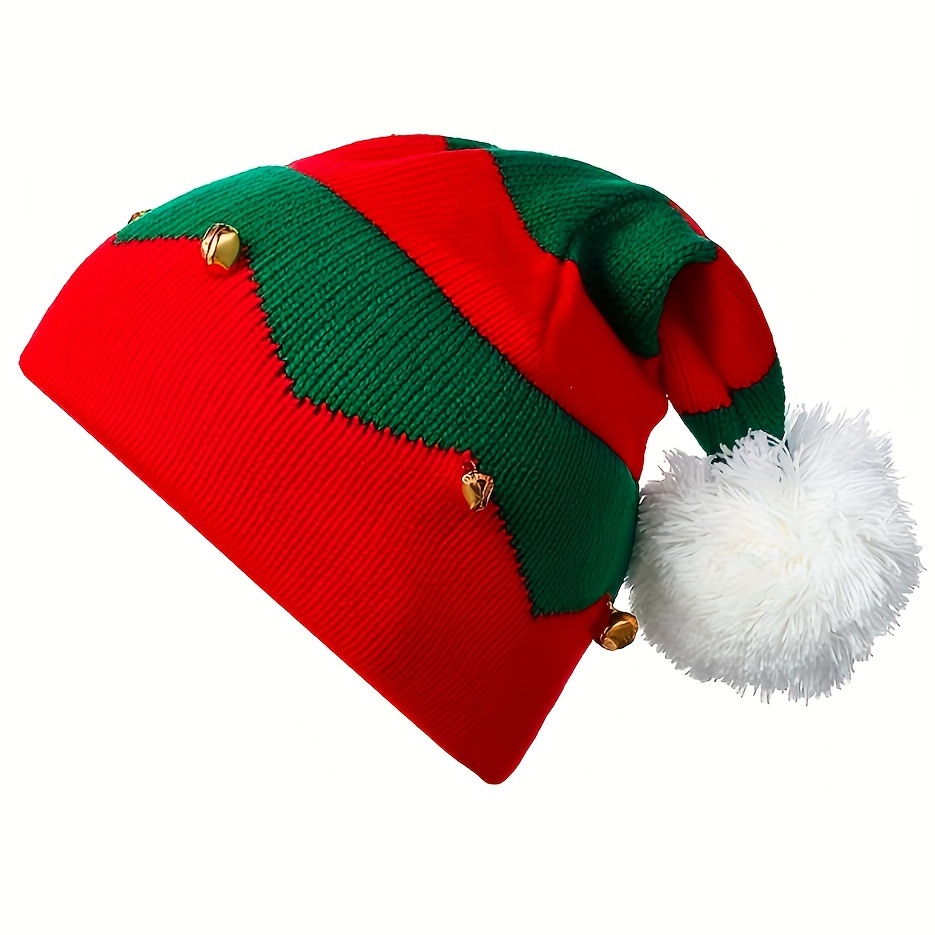 

1pc Elf Hats For Christmas Elf Knitted Hat, Bells Party Costume Beanie Hat