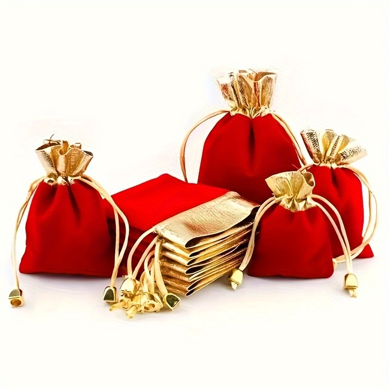 TEMU Cadeau Voor Haar/Hem 30 stuks Rode Velvet Zipper Zakjes, Geschikt voor Bruiloft Feest Snoepzakjes En Sieraden Opbergzakjes (9 cm / 3.54 inch),