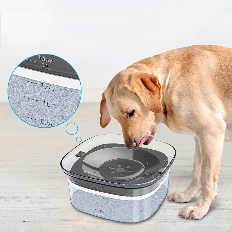 

Spill-proof 2l Dog & Cat Water Bowl - 68oz Stainless Steel, Large Capacity Slow Feeder With Floating Disc For Clean Drinking Water, Easy To Clean - Perfect For Travel & Home Use
