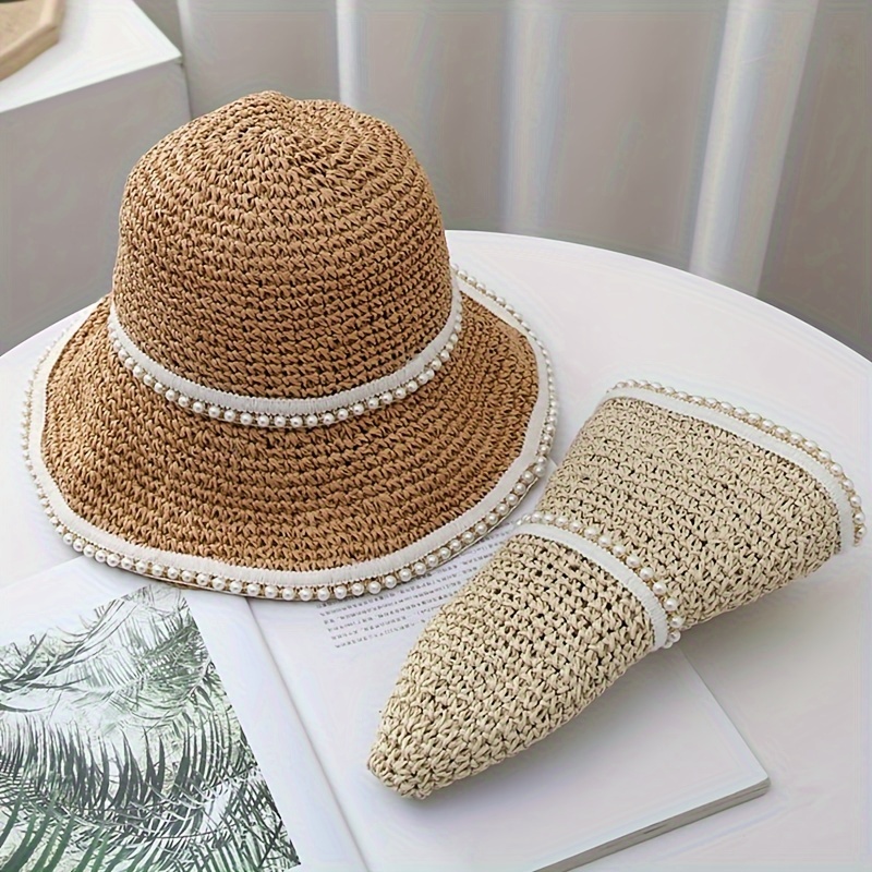 Women Sun Straw Hat Wide Brim Summer Outdoor Sunshade Cap Casual