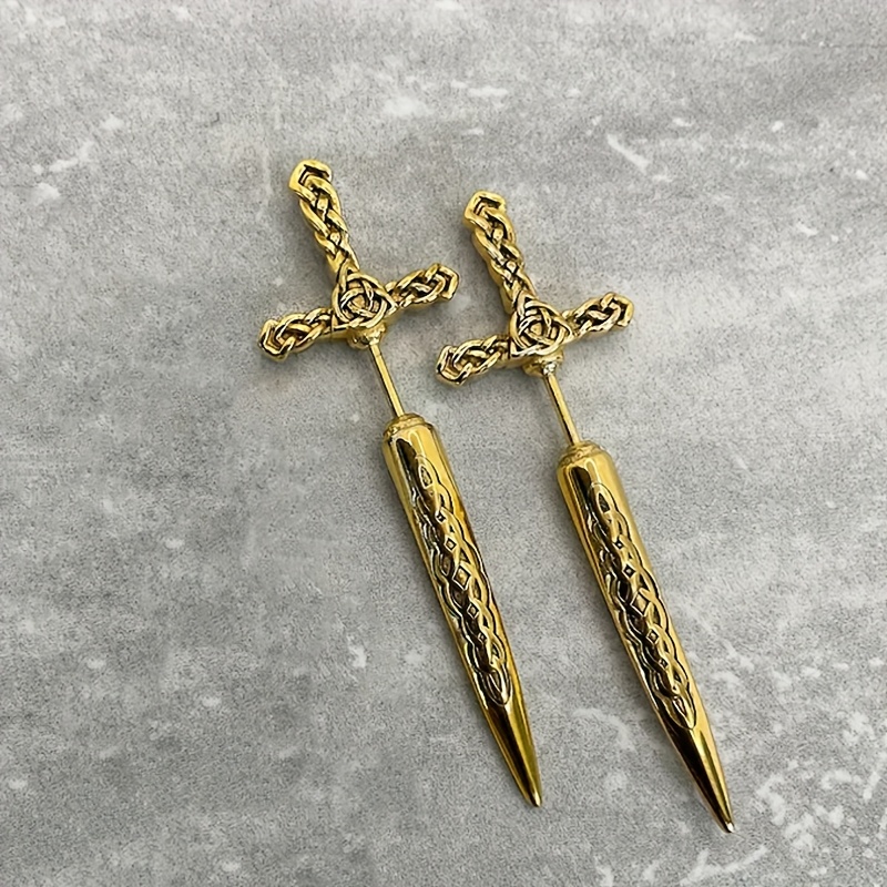 TEMU A Pair Of Fashionable Gothic Style Long Sword Earrings, A Pair Of Fashionable Men's And Women's Universal Earrings Suitable For Halloween Daily