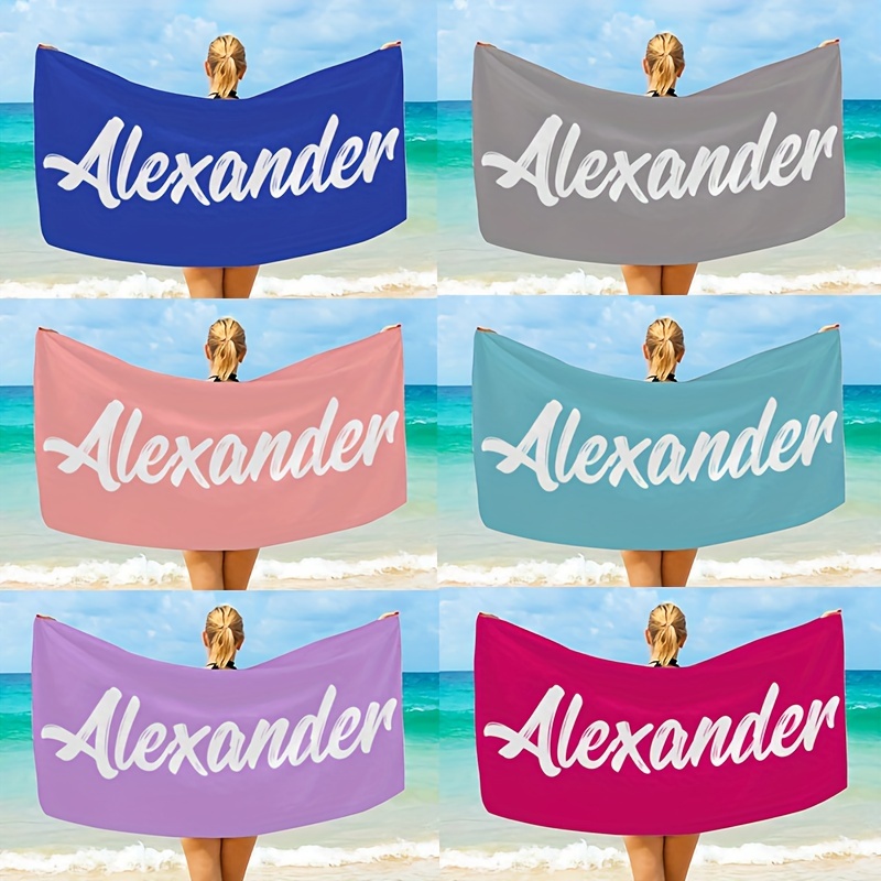 

1pc Customized Beach Towel, Personalized Beach Blanket With Name, Super Soft And Quick-drying Bath Towel, Beach Essentials, Vacation Travel Accessories