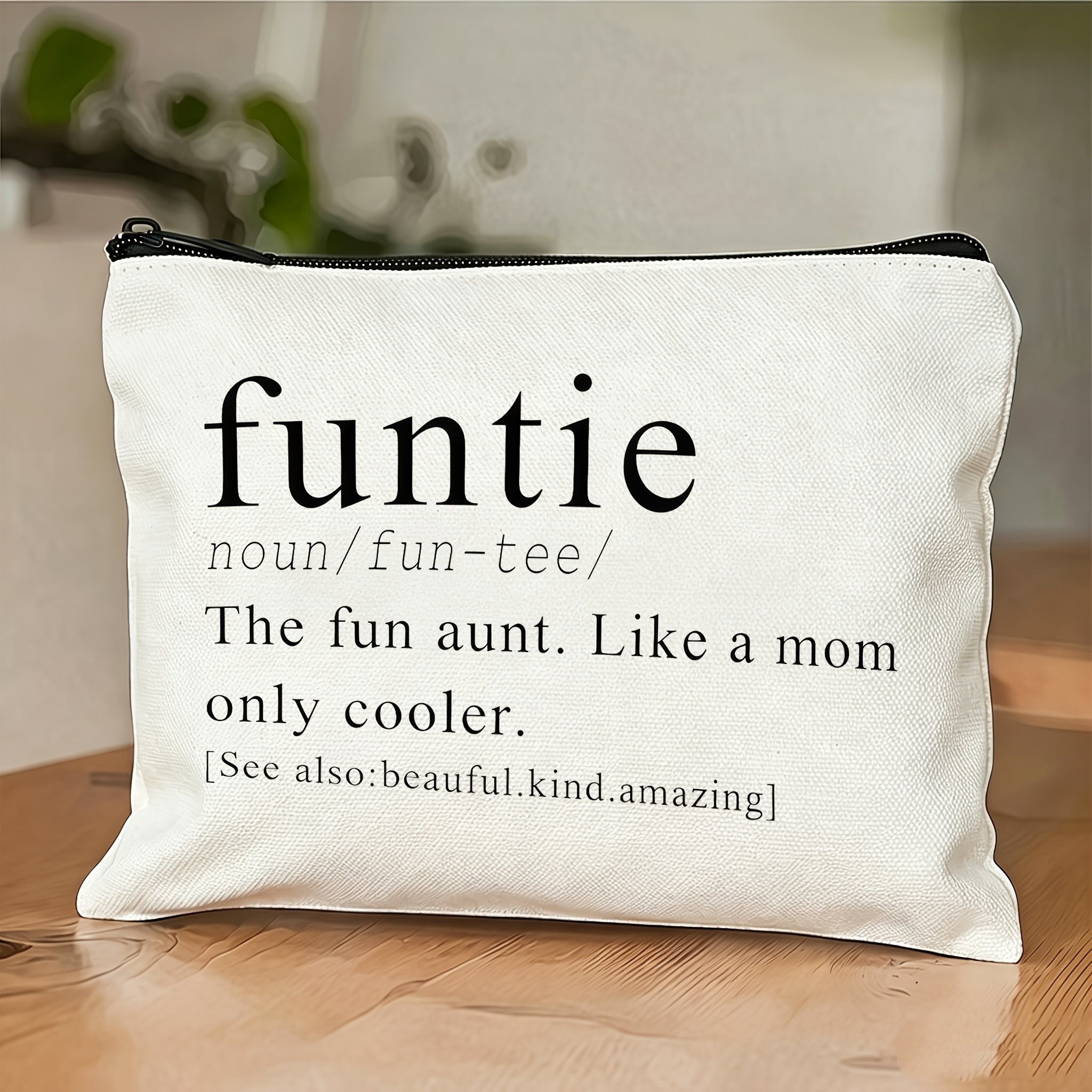 TEMU 1pc Funtie Fun Definition Print Makeup Bag Suitable For Aunt, Neutral Travel Toiletry With , Lightweight Zipper Pouch For, Portable Gift For,