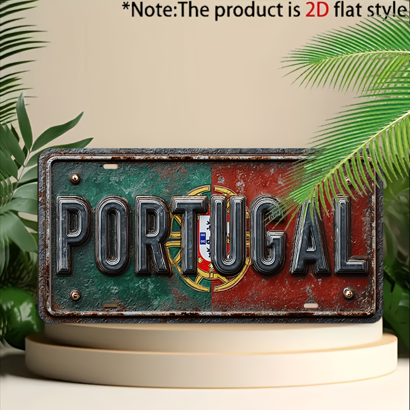 TEMU 2D Plat, Décoratif Uniquement, 1pc, Plaque et Ornement Métallique Vintage Style Portugal, Décoration Murale Style , Adapté pour les Caves