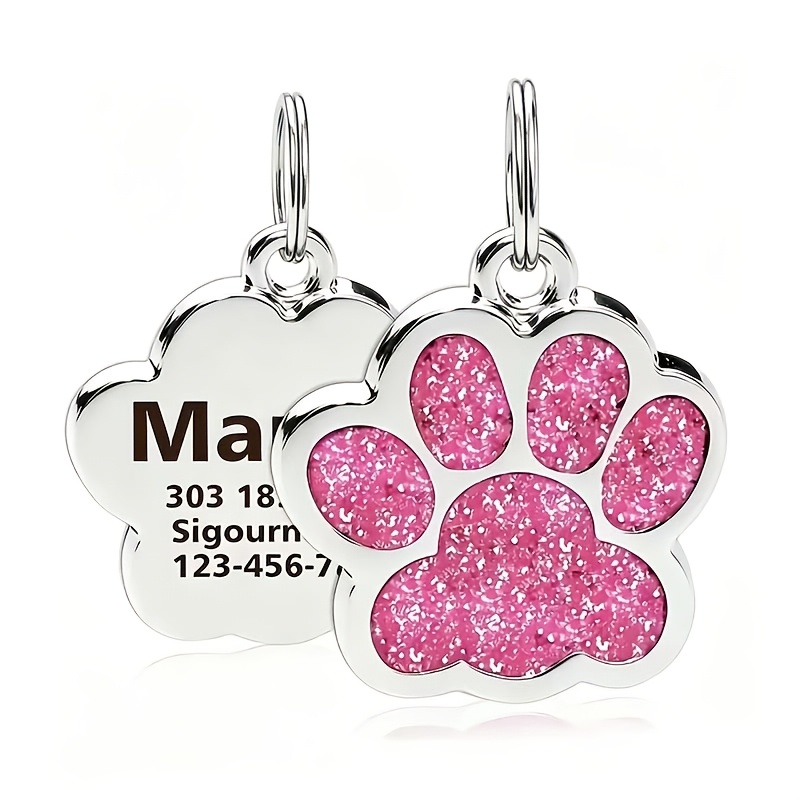 TEMU Placa de identificación personalizada para mascotas, placa para perros personalizada que se puede grabar con el del perro, placa duradera y