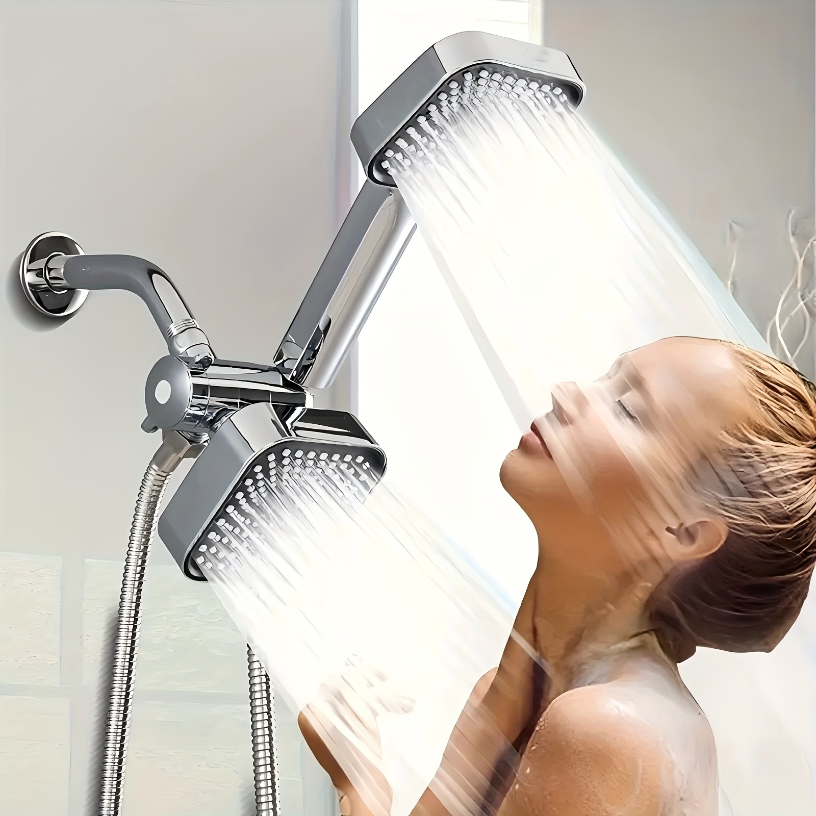 TEMU High-traffic Advanced High-pressure Combo, 2-in-1 Handheld And Shower With Long Hose And - Durable Abs Material, Wall Mounted, Bathroom Upgrade