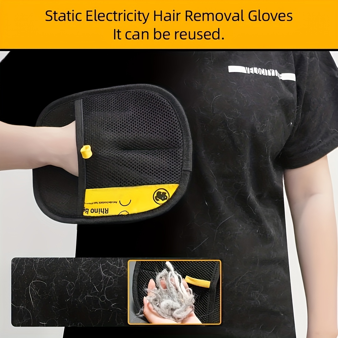 TEMU Double-sided Adhesive Hair Removal Gloves With Brush Heads - Pet Hair Remover For Clothes, Furniture, S - Suitable For Owners