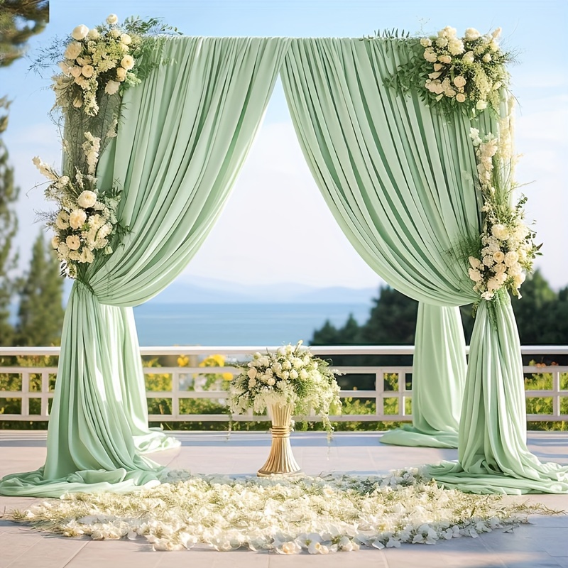 

1set, Elegant Wedding Valance, Sage Green Chiffon Fabric Gauze, Hanging Fabric 84.65*59.1 Inch, Wedding Arch Curtain For Wedding Ceremony, Stage Backdrop Decoration