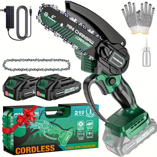 mini chainsaw brush brushless 6 inch cordless 2 batteries powered chain saw electric chain saws handheld rechargeable batteries small hand saws with power operated for tree trimming pruning