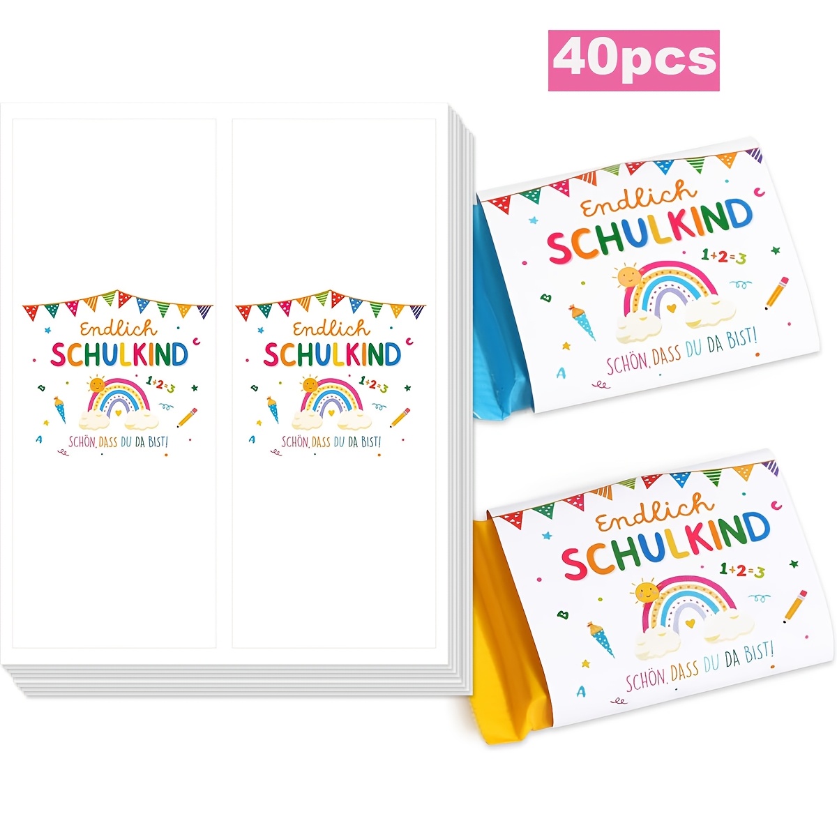 Image of 40pcs Back-to-school Chocolate Stickers, Mini Chocolate Self-adhesive Stickers (no Chocolate), For School Entrance, School Parties, Farewell Gifts Or Small Gifts 5.12x1.97inch