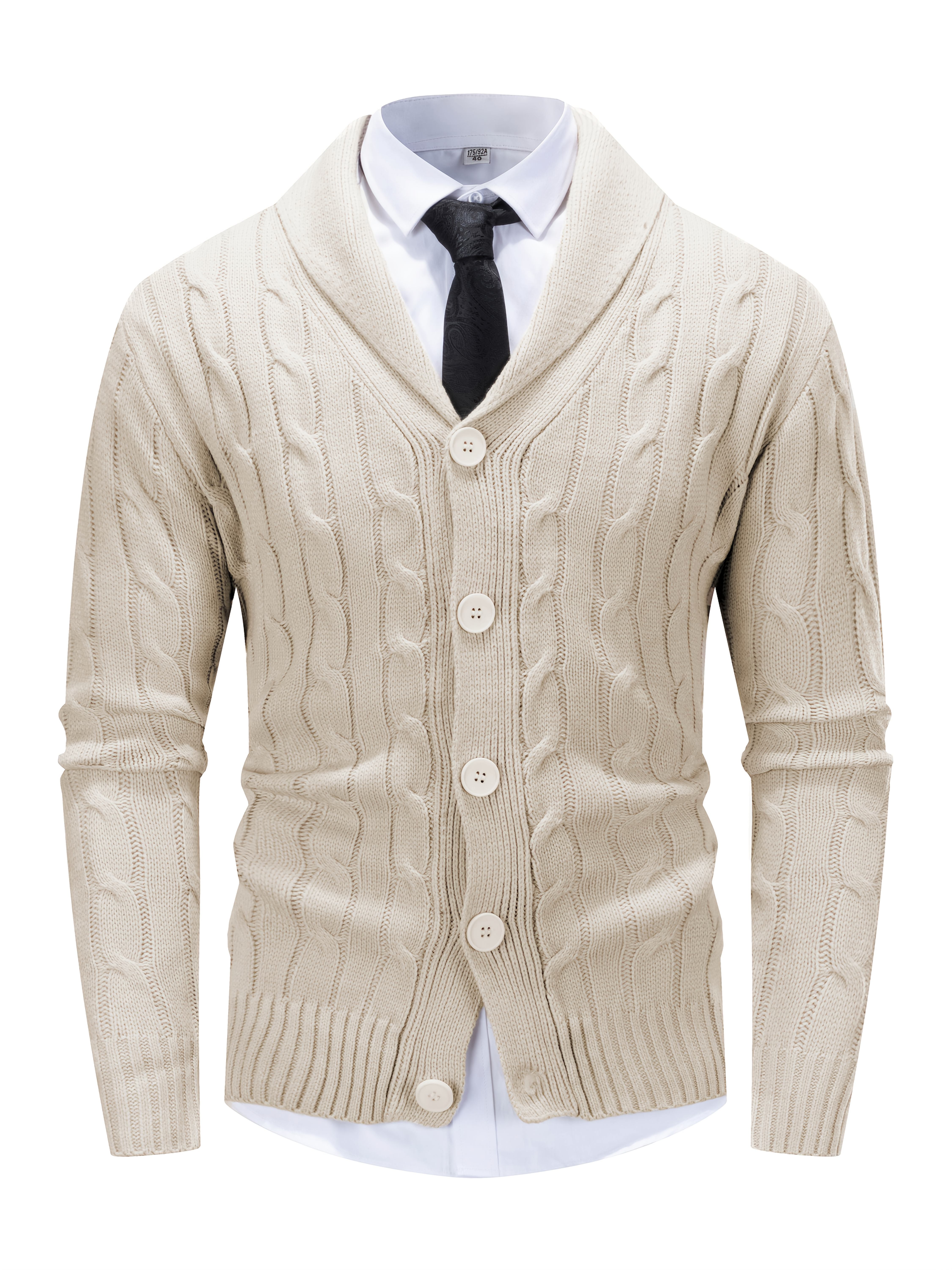 Men's Twisted Rope Cable Knit Cardigan - Vintage Sweater Coat</p>