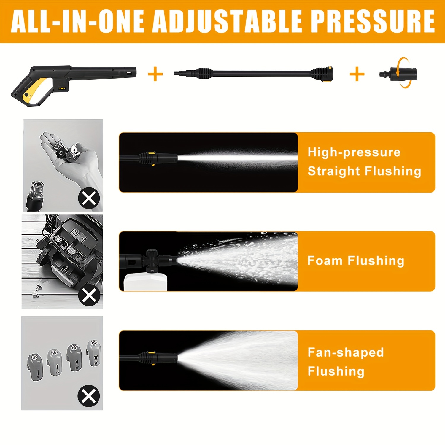 electric pressure washer 2030 psi max 1 76 gpm power washer with hose hook ipx5 car wash machine with gimbaled nozzles foam cannon for cars patios and floor cleaning details 4