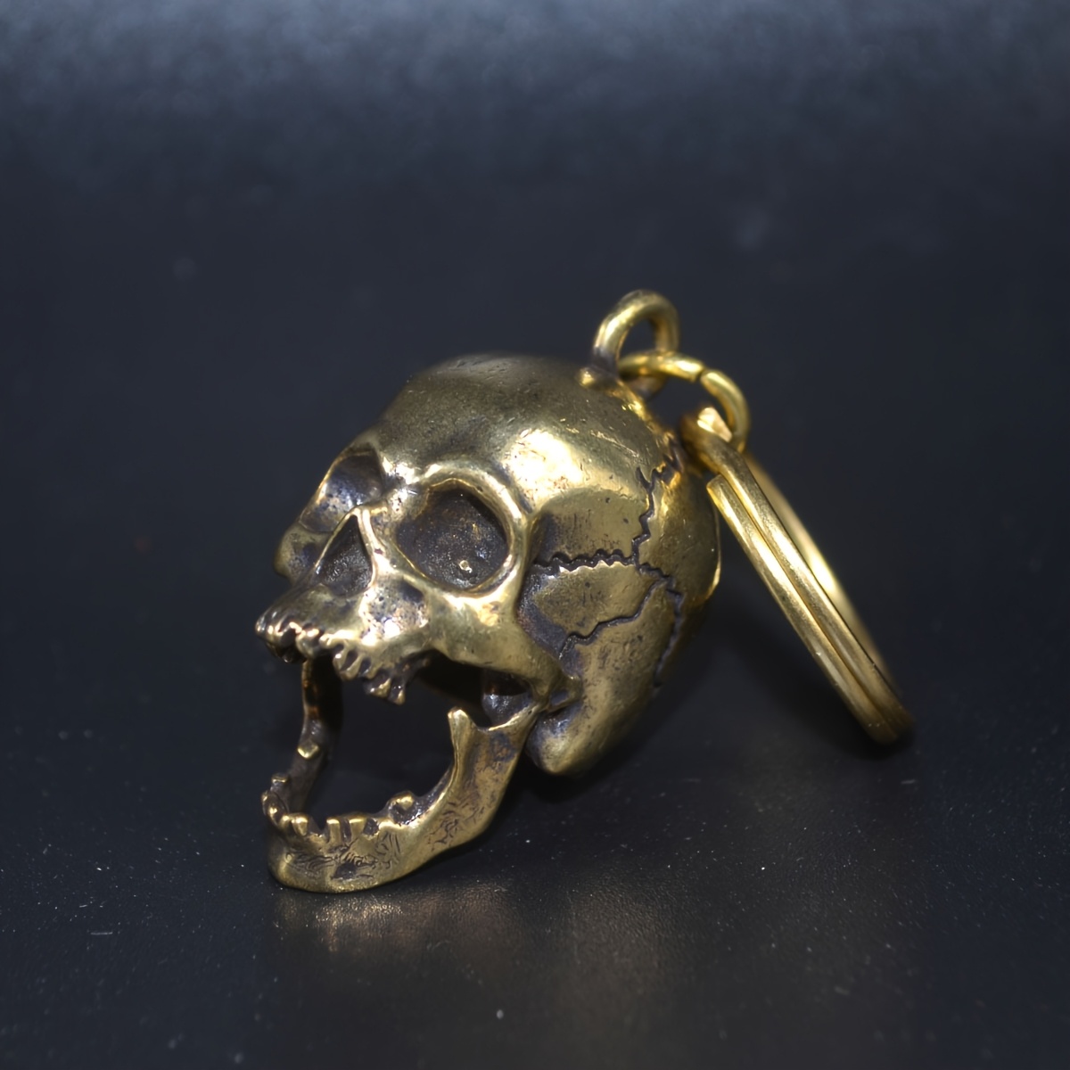 E-shop Verlorenwachs Gießform Messing Gothic Menschliche Schädel Schlüsselanhänger Anhänger - Schlüsselring & Rucksack Charm Zubehör