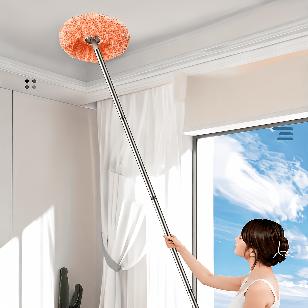 TEMU This Upgraded Extendable Ceiling Mop Is Suitable For Dusting Walls And Ceilings, And Is A Versatile Rotating Wet/dry Mop That Used To Clean