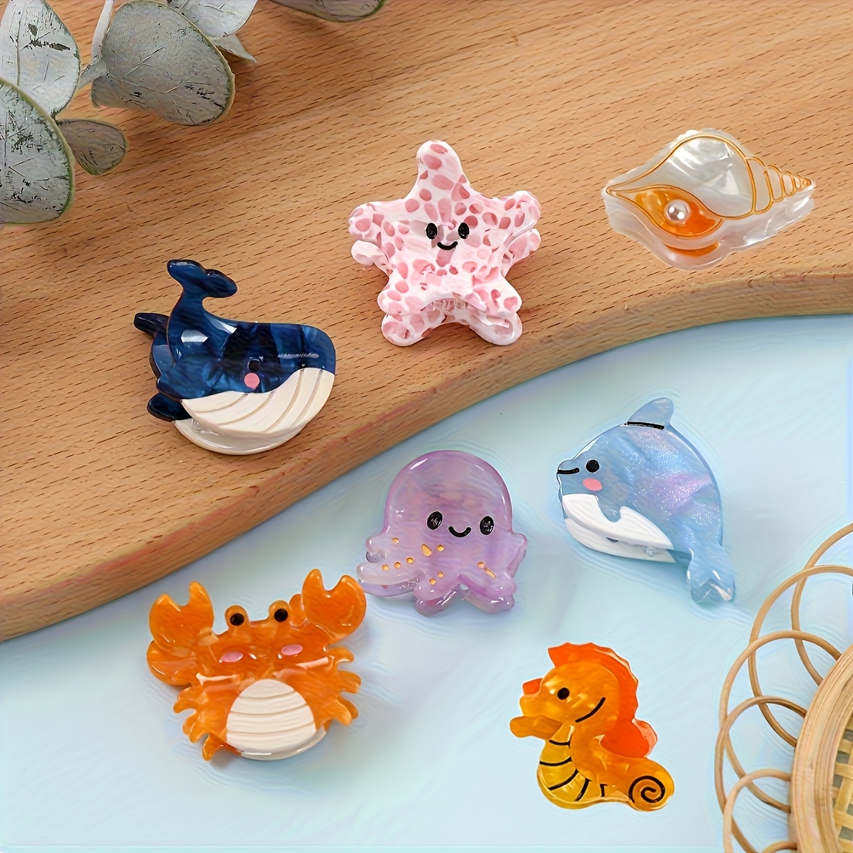 7pcs ocean animal acetate mini hair clips sweet cute sea - Temu