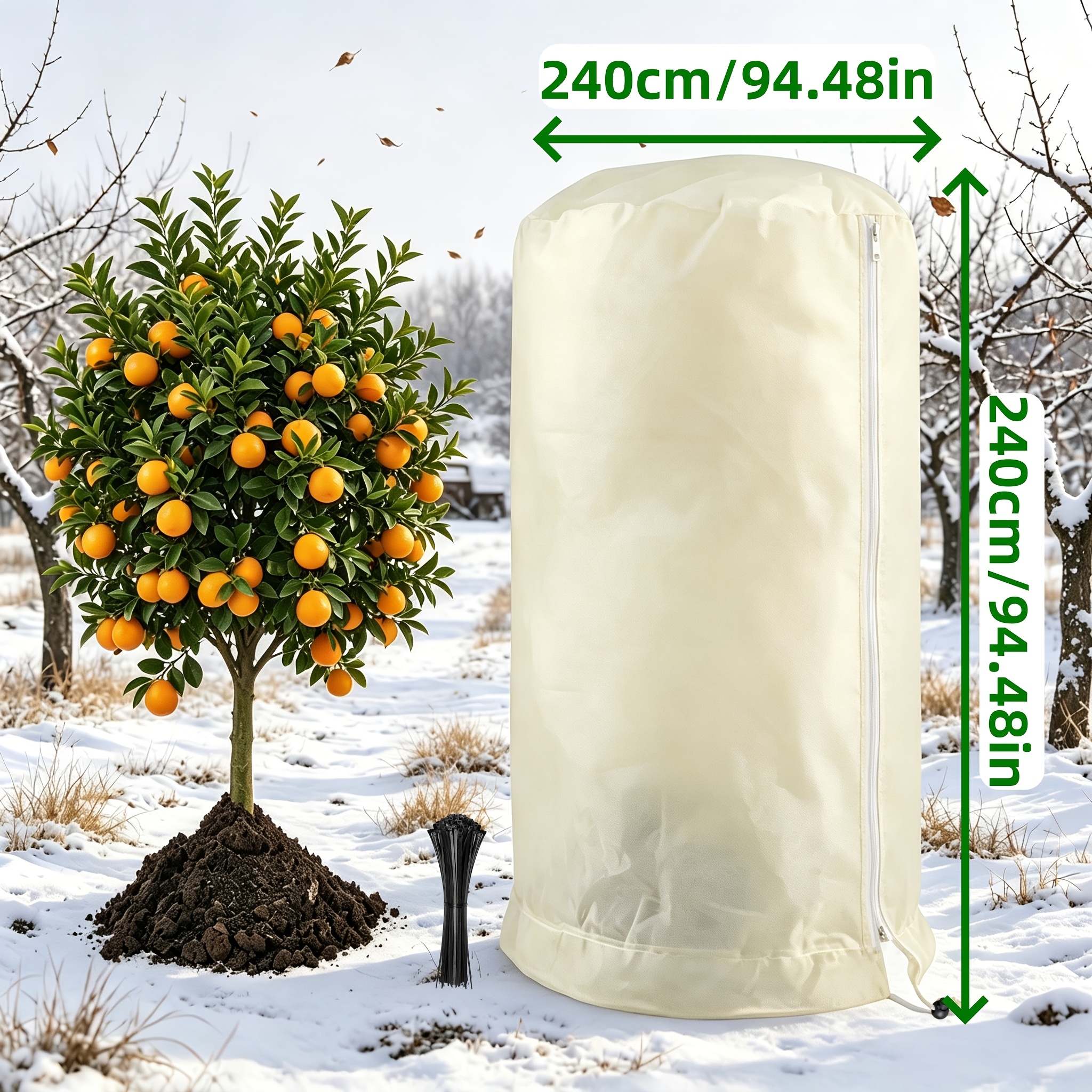 TEMU Extra Large Heavy Duty Thickened Plant Frost Protection Cover, Outdoor Winter Cold Insulation Frost Blanket With Drawstring Zipper Design,