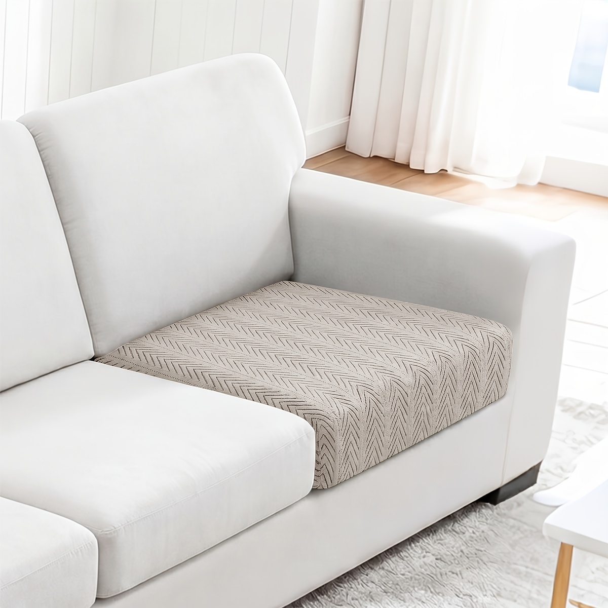 TEMU 1 pz Copridivano Jacquard con Motivo a Spina di Pesce Elastico per , Copri Schienale a Divani, Facile da Pulire, Riutilizzabile
