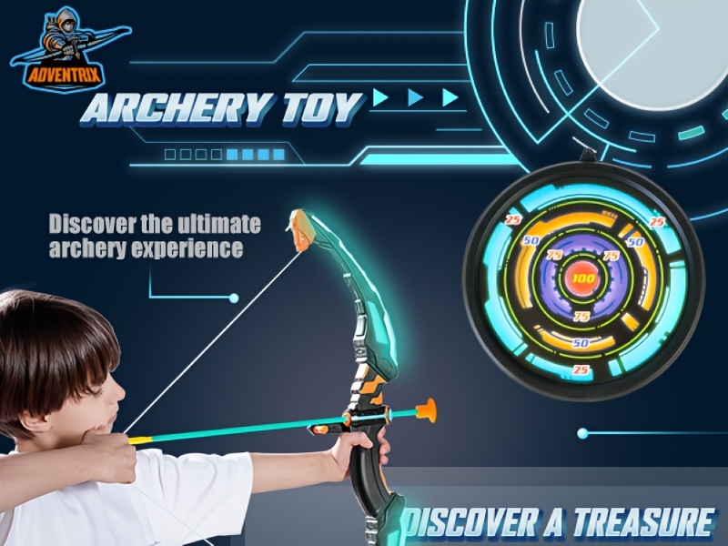 Bow And Arrow Set, LED Light Up Archery Toy Set With 9 Suction Cup Arrows, Target & Arrow Case, Indoor And Outdoor Hunting Play Gift