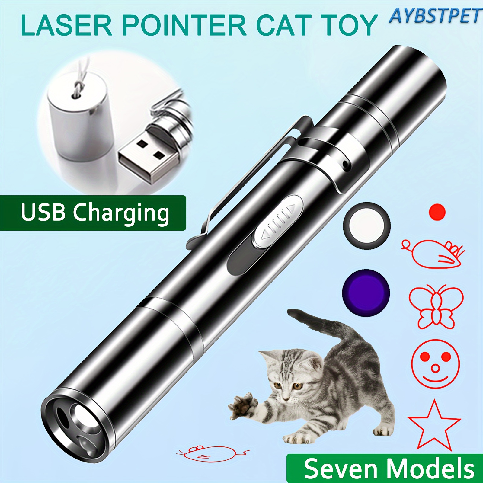 Puntero láser de mascota para gato Juguete láser Usb recargable Red Dot  Laser Light Funny Cat Chaser Stick Puntero de lápiz láser interactivo