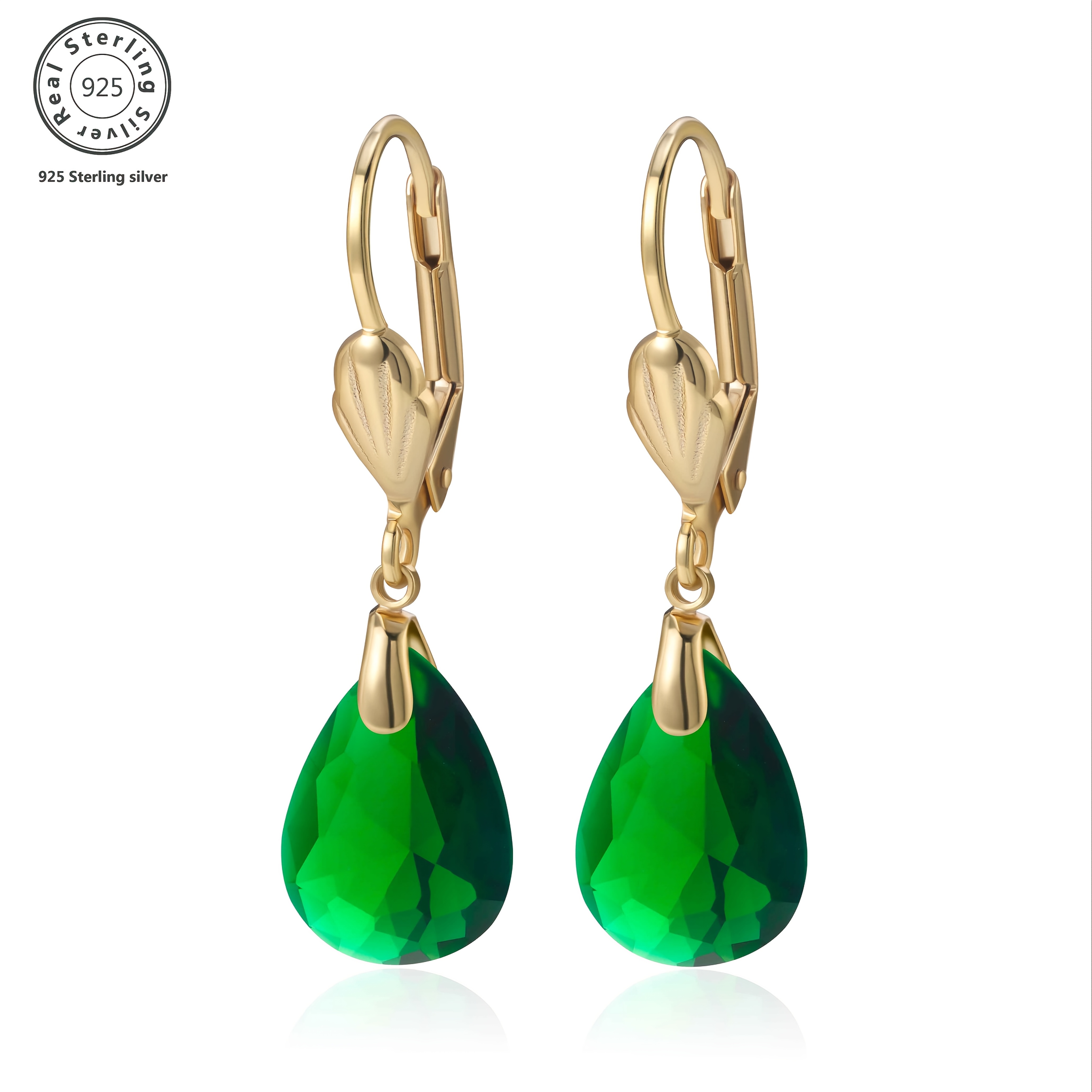Image of 925 Green Drop Earrings High-end Luxury Ladies Jewelry Elegant Sexy Fashion Trend Christmas Valentine's Day Holiday Gift Birthday Gift With Exquisite Packaging Gift Box