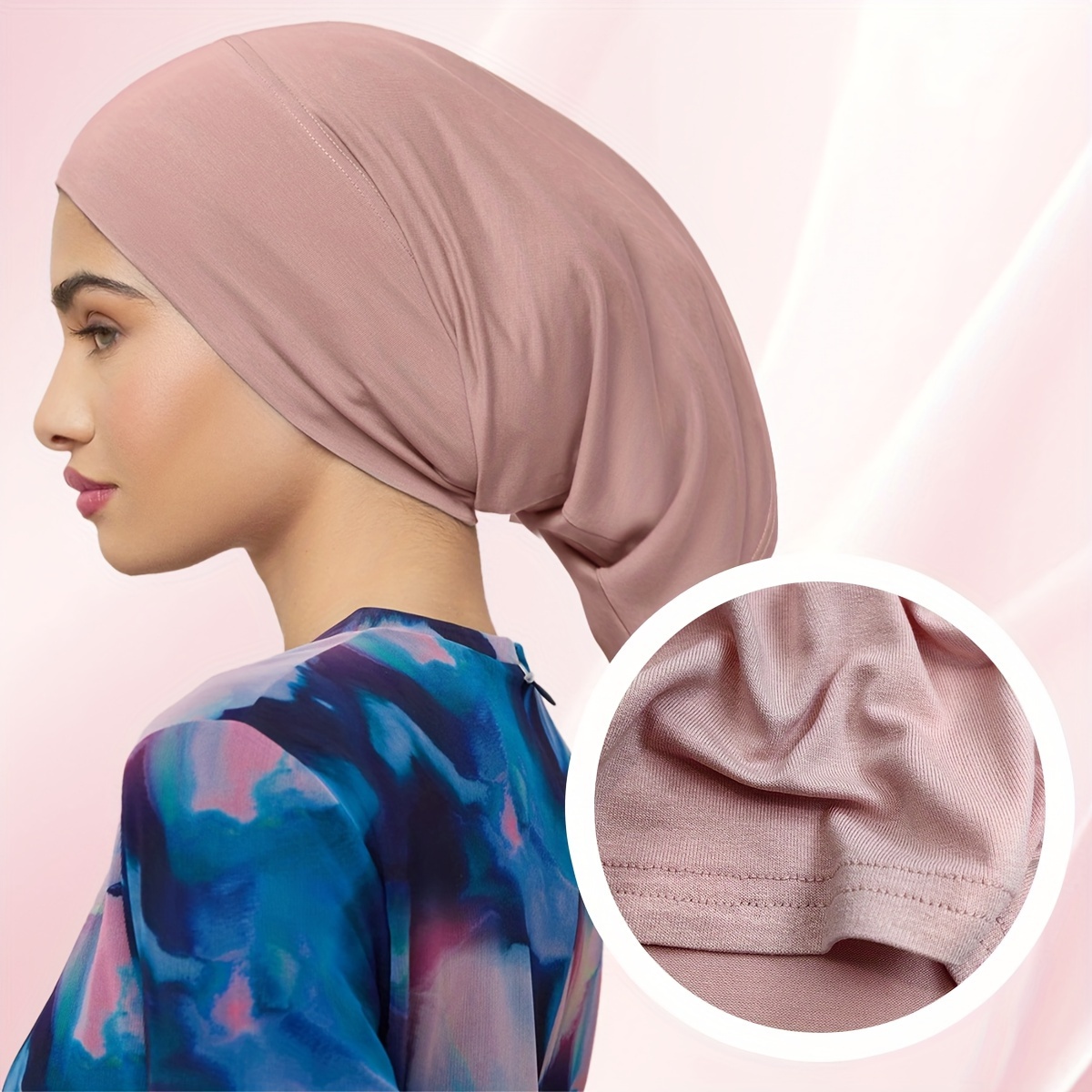 

Solid Color Tube Undercap Lightweight Adjustable Cotton Base Cap Simple Versatile Inner Cap For Muslim Women