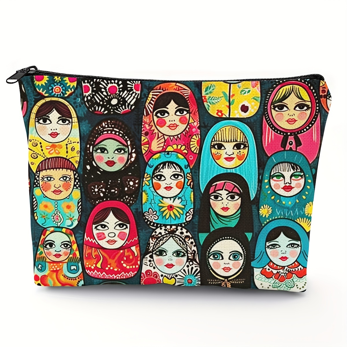 

Dolls Print Cosmetic Bag - Travel Pouch For Makeup, Toiletries & More, Polyester, Zip Closure - Perfect Gift For Students