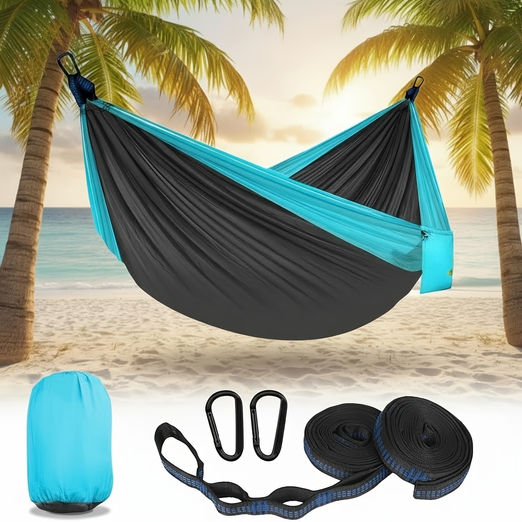 TEMU Camping Hammock, Portable Single And Double Hammock For The Yard With Tree Straps And Carrying Bag - Ideal For Travel, Backpacking, Hiking, And