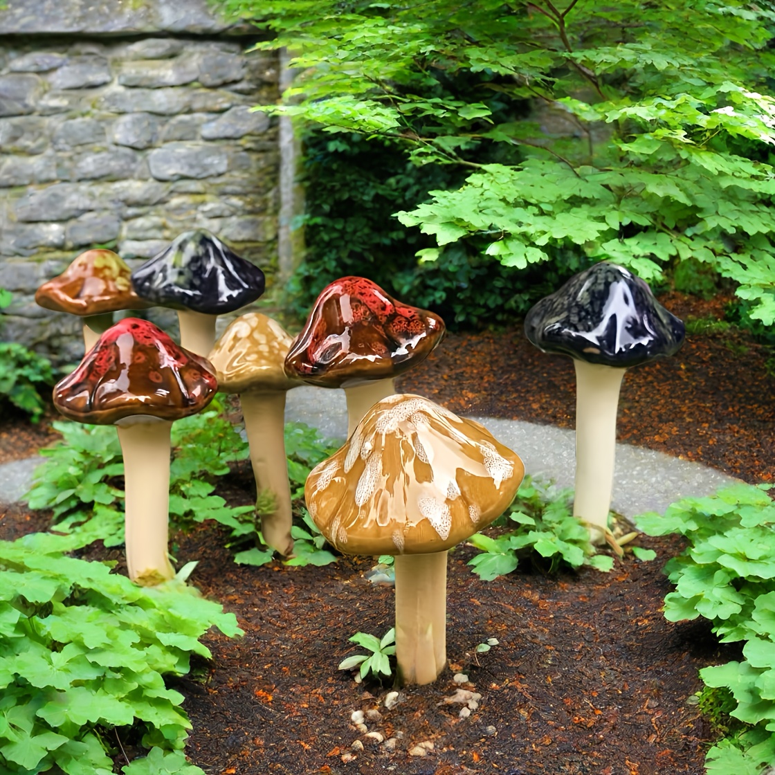 Alasum 12-Piece Miniature Mushroom Figurines - Delicate Craft Decor For Fairy Gardens, Terrariums & Landscapes