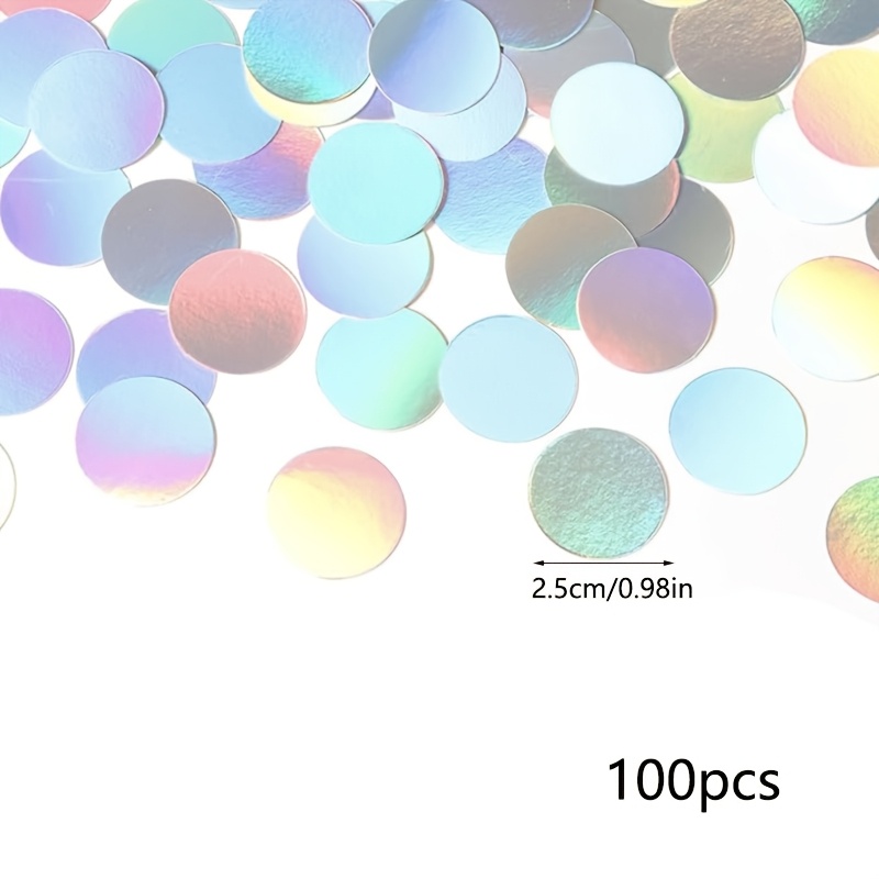 Image of 100pcs Iridescent Disco-holographic Confetti - Vibrant Multi-colored Party Decorations For Weddings, Bachelorette Parties, Bridal Showers, - Durable Paper Table Centerpieces, Best For Christmas