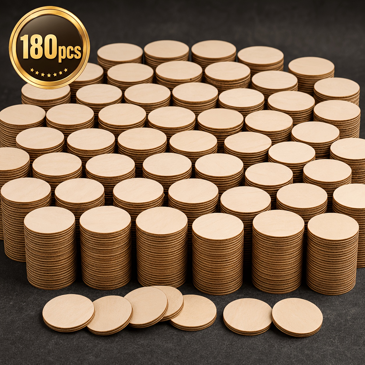 TEMU 180pcs Mini Tranches de Bûche Rondes en Bois - Convient pour Bricolage, Décorations de Fête d'Anniversaire, Cadeaux de Fêtes, Cadeaux de Remise