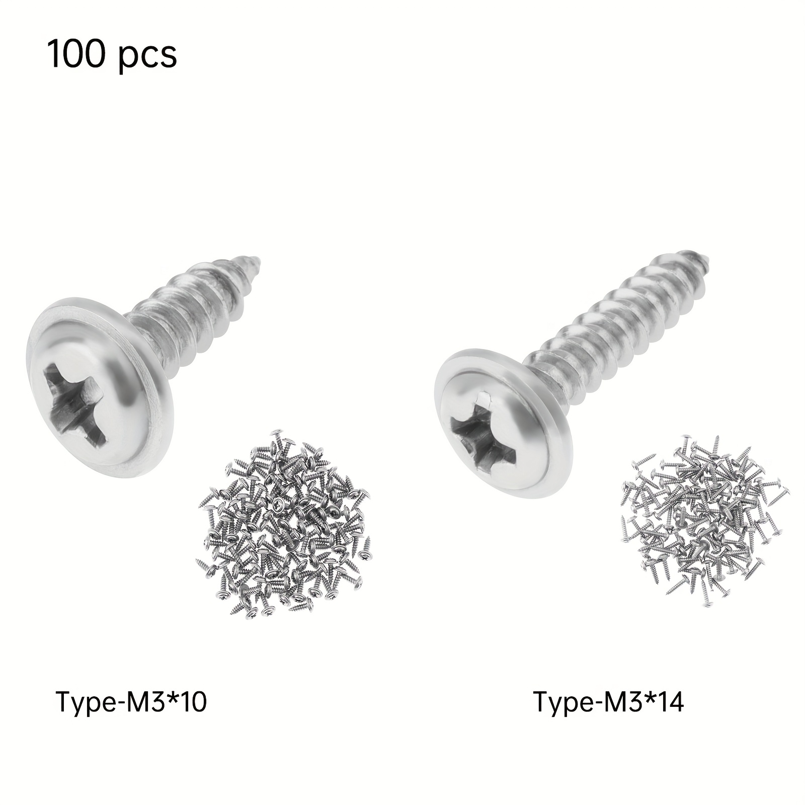Kit De 200 Vis Auto-taraudeuses M3 Acier Inoxydable 304 Tête Plate