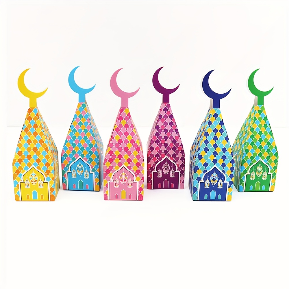 

6/12pcs Boîtes Cadeaux Eid en de Lanterne Emballage Ramadan Décorations de Table Islamiques Musulmanes pour Fournitures de Fête Eid Al