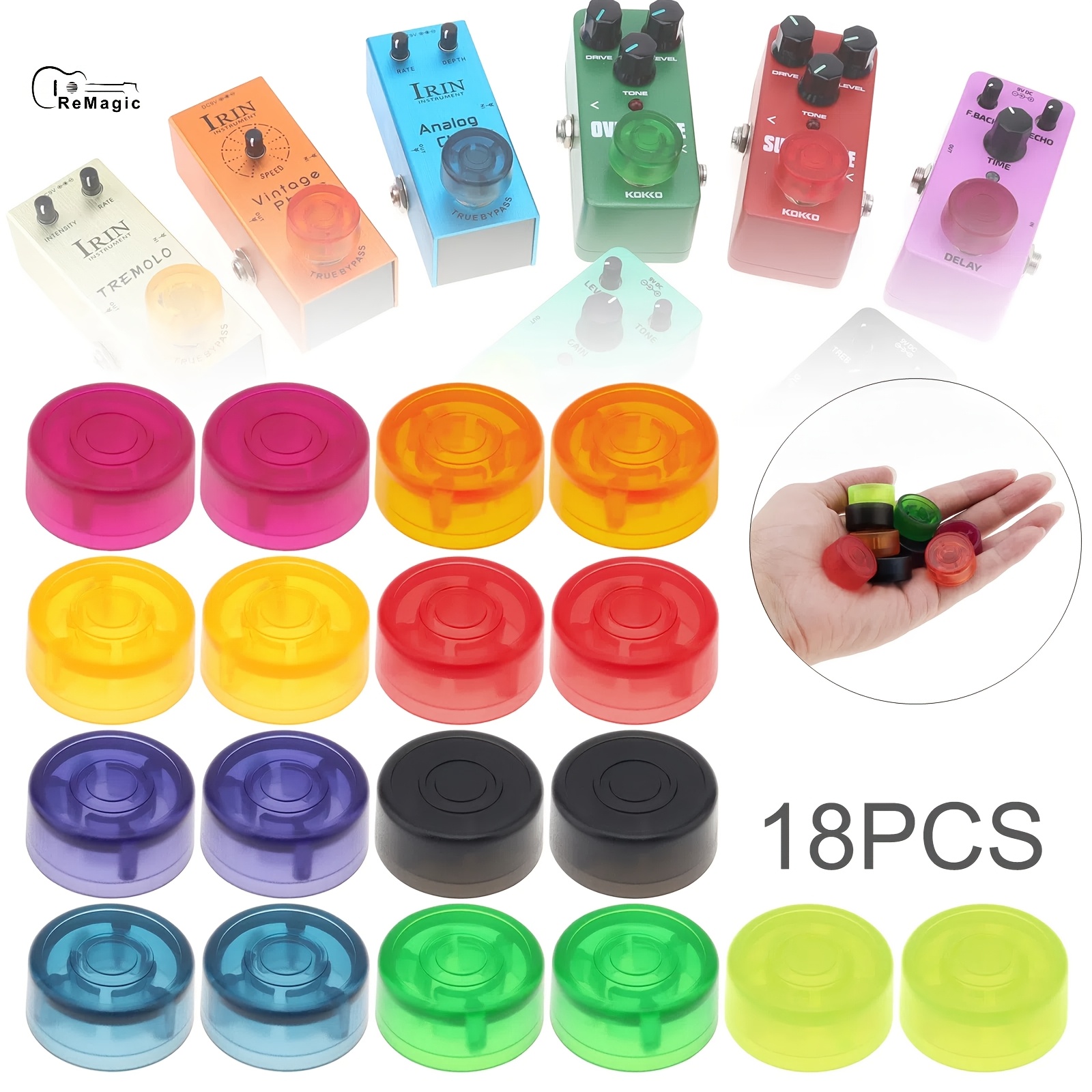 

Epathchina 18-pack Mixed Color Plastic Guitar Pedal Footswitch Protector Caps, Lightweight Guitar Pedal Footswitch Covers For Electric Guitar Effect Pedals