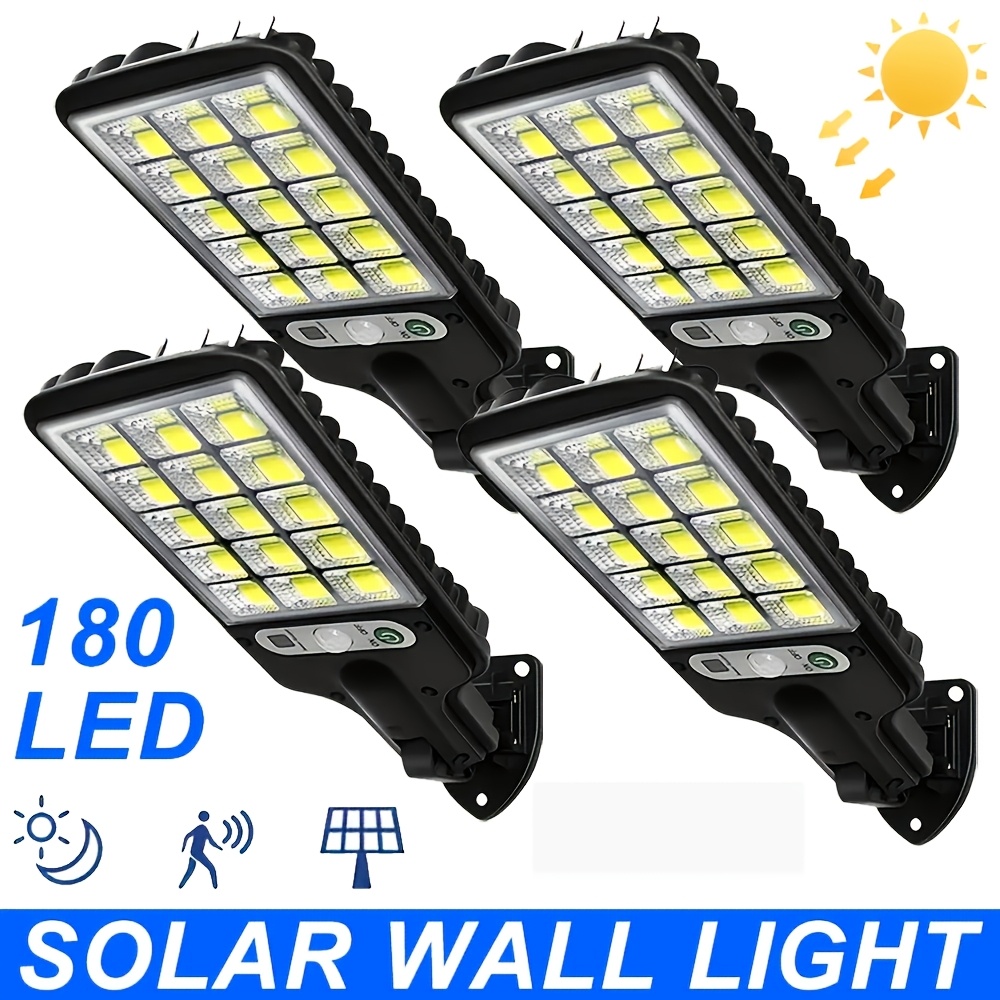 4 180 LED solarnih stenskih luči (za zunanjo uporabo), solarne varnostne luči s senzorjem gibanja in nastavljivim montažnim nosilcem, solarne