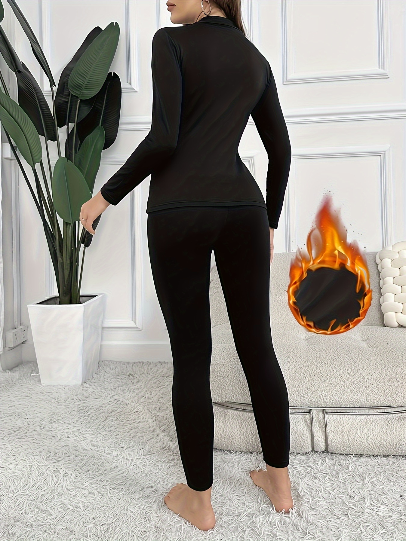 womens plus size warm thermal wear set long sleeve top Temu