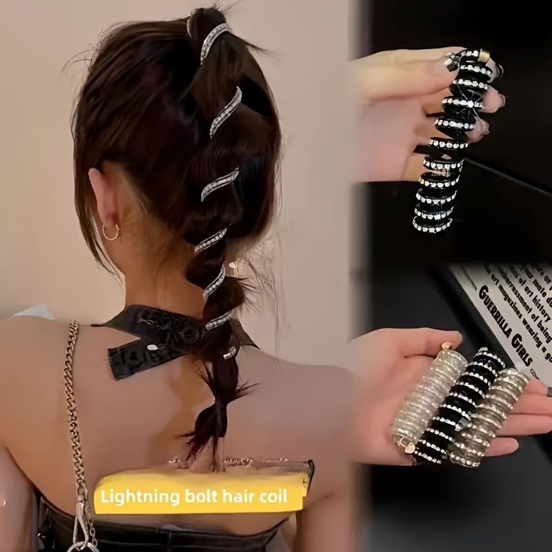 

2 Pcs Elastic Hair Coils With Waterfall Crystals: Adorable And Versatile Hair Accessories For Teens And Adults