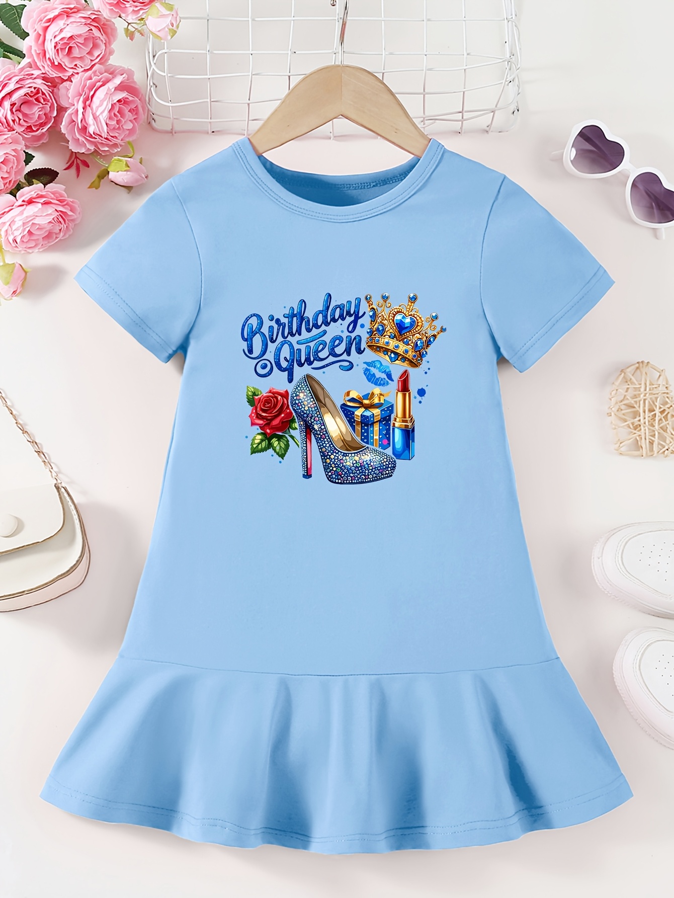 birthday queen shirt dress girls graphic t light safuny Women's Mini A bohemian lace wedding dress long Color:Dark Royal Blue 100% Polyester Super cute