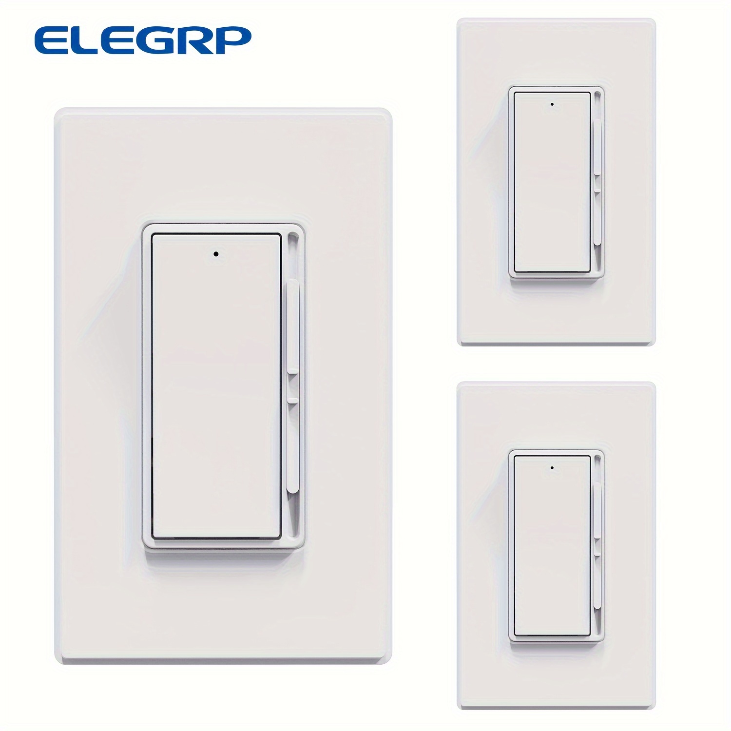 

Elegrp, 3 Dimming Switch, Suitable For 300 Watt Dimmable Led/cfl Lights And 600 Watt Incandescent/halogen Lights, Single Pole/ Led Slide Dimming Switch, Comes With Wall Plate, Matte White.