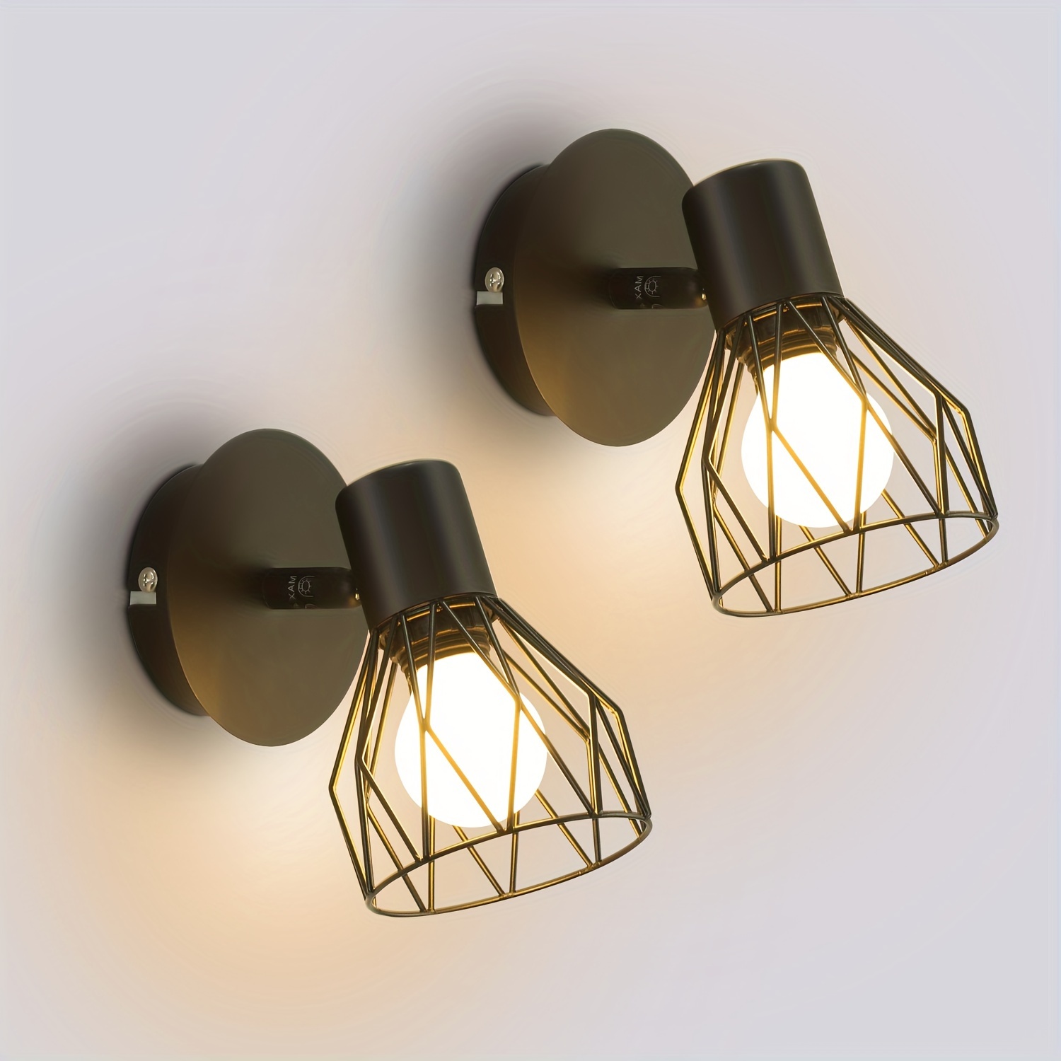 Dehobo Wall Lights Wall Sconces With E14 Socket Adjustable Wire Cage Wall Light Shade Black Metal Sconce For Indoor Room Bedroom Hallway Shop 2 Packs Without Bulbs