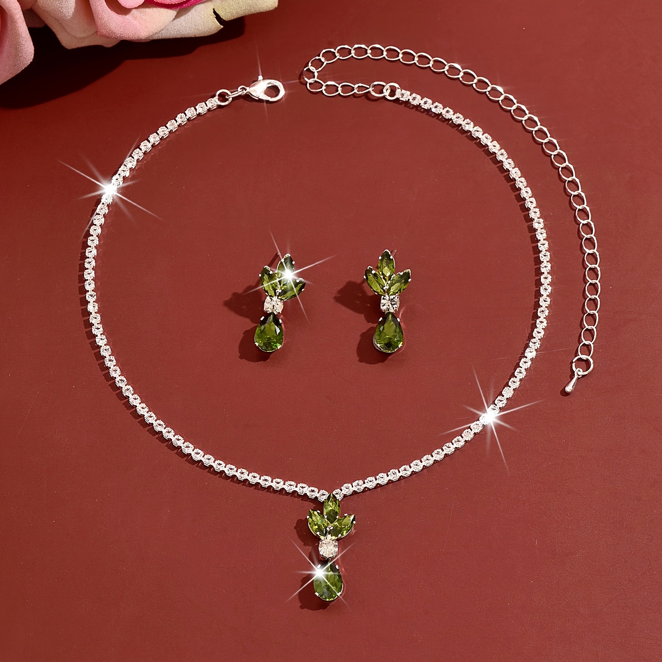 Floral Leaf Waterdrop Jewelry Set, Exquisite Design